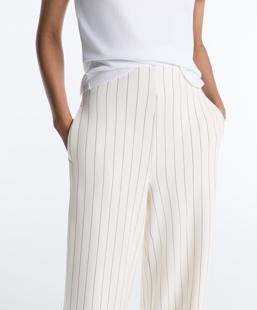 Широкие брюки в тонкую полоску из мягкого модала