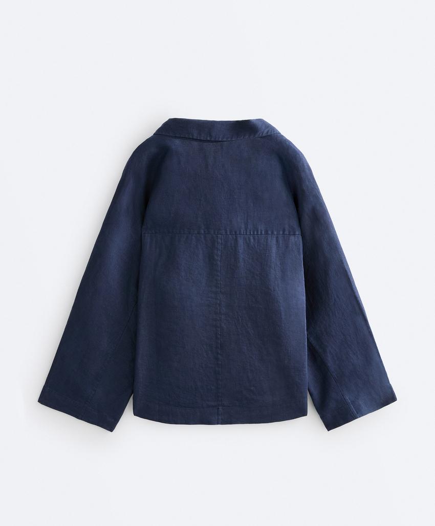 Рубашка-поло оверсайз с длинными рукавами из 100%-го льна