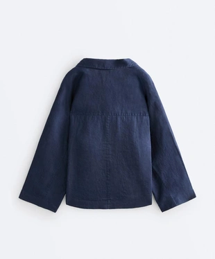 Рубашка-поло оверсайз с длинными рукавами из 100%-го льна- Заказать в России