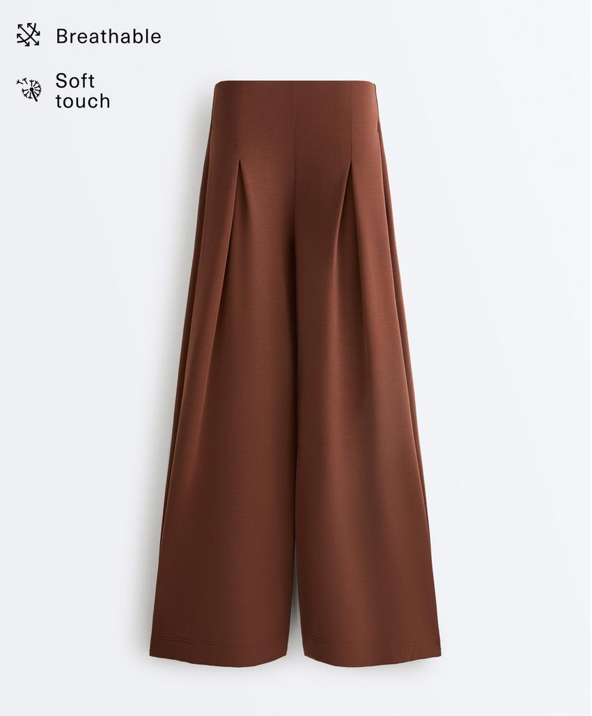 Длинные брюки со складками из мягкой ткани с модалом