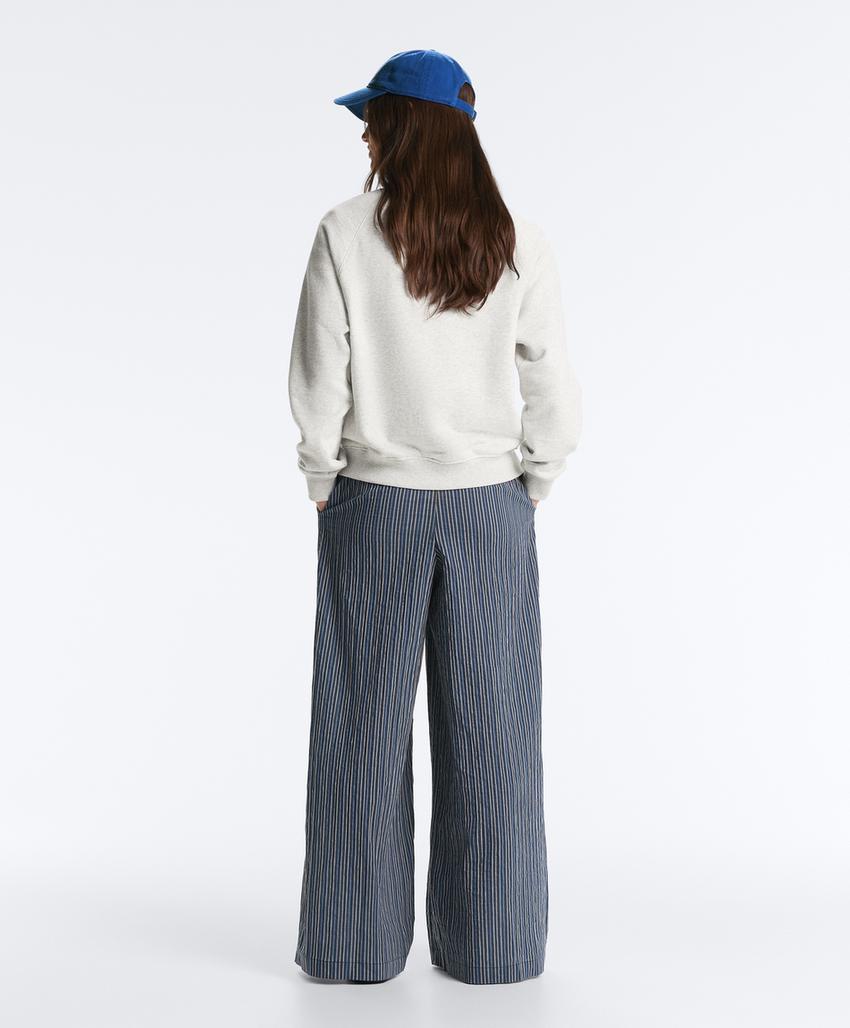 Брюки wide leg из смесового хлопка в полоску