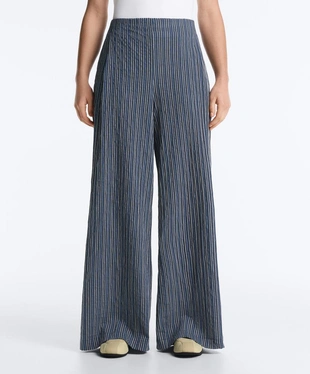 Брюки wide leg из смесового хлопка в полоску- Заказать в России