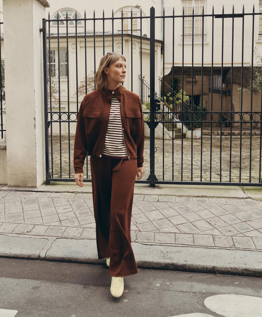 Широкие брюки High rise из пике