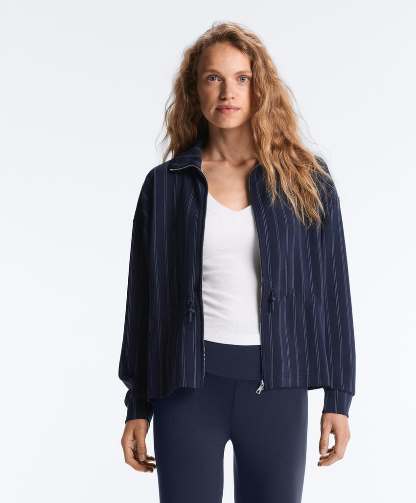Soft-touch modal jacket with adjustable waist and high collar