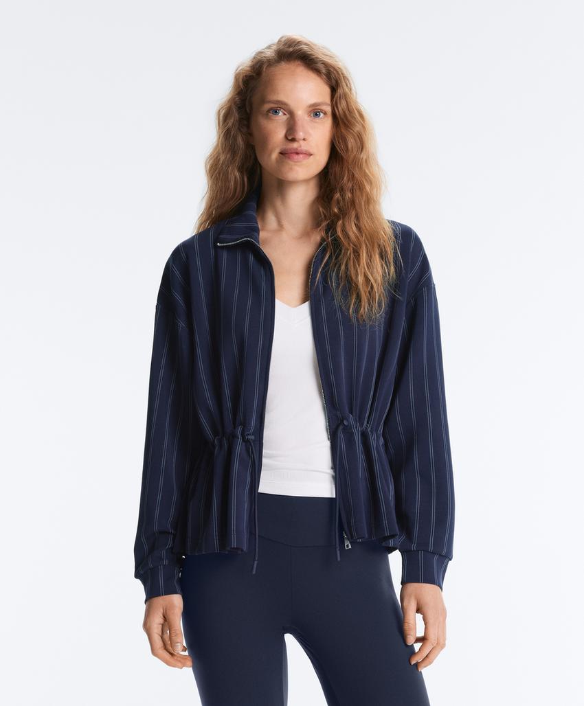 Soft-touch modal jacket with adjustable waist and high collar
