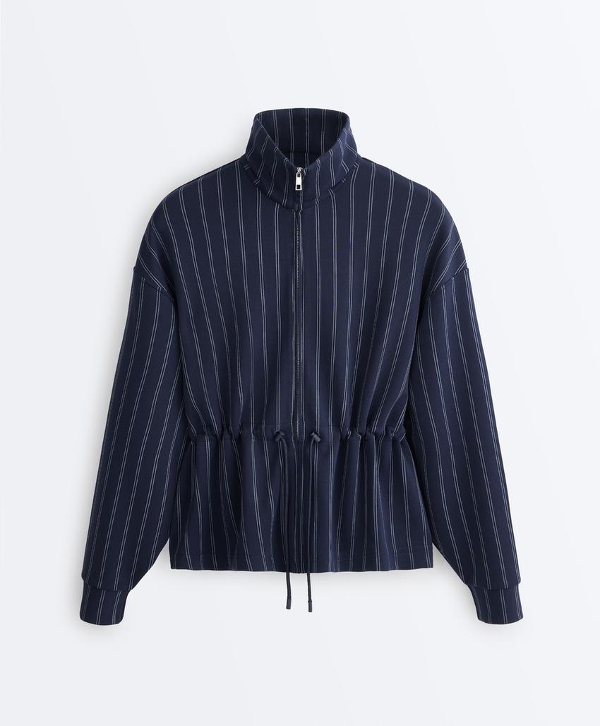 Soft-touch modal jacket with adjustable waist and high collar