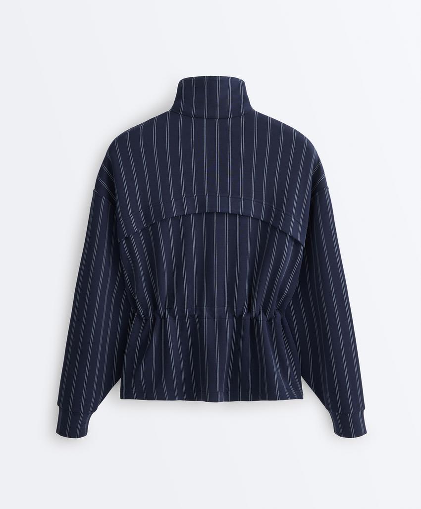 Soft-touch modal jacket with adjustable waist and high collar