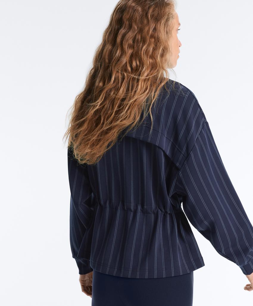 Soft-touch modal jacket with adjustable waist and high collar