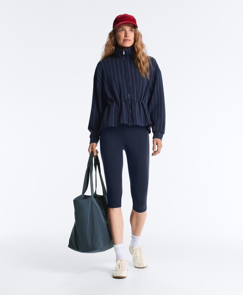 Soft-touch modal jacket with adjustable waist and high collar