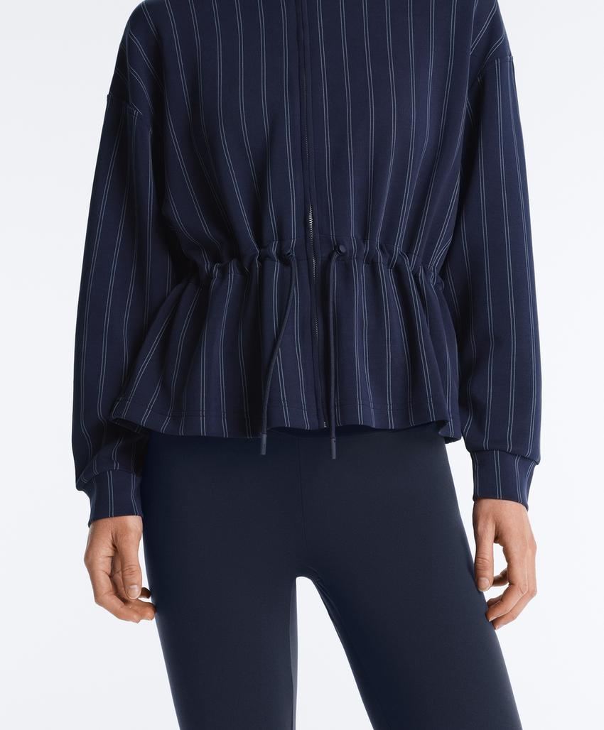 Soft-touch modal jacket with adjustable waist and high collar