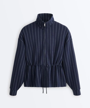 Soft-touch modal jacket with adjustable waist and high collar- Заказать в России