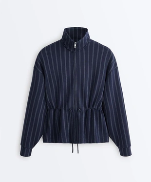 Soft-touch modal jacket with adjustable waist and high collar- Заказать в России