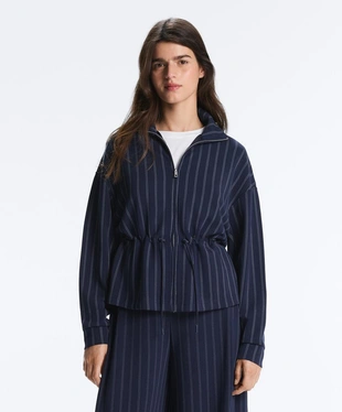 Soft-touch modal jacket with adjustable waist and high collar- Заказать в России