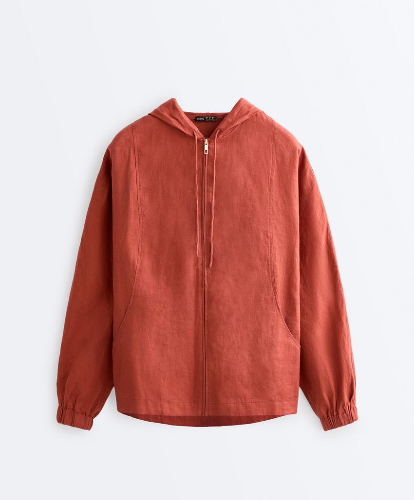 Куртка из 100%-го льна с капюшоном