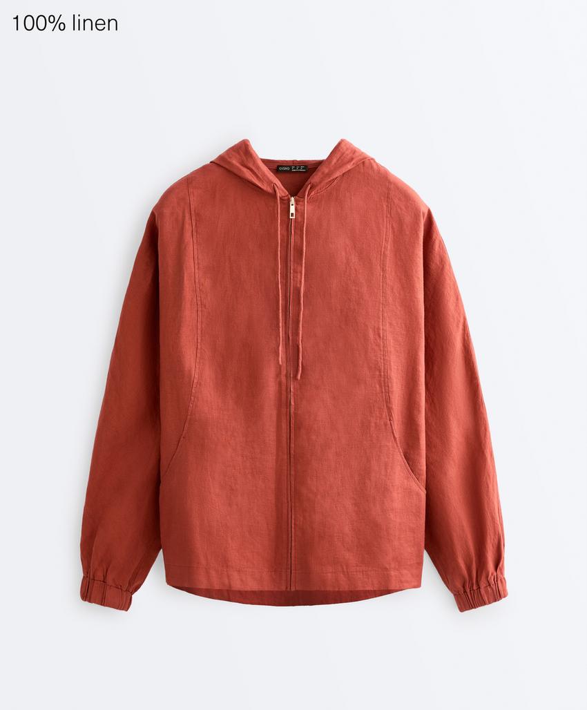 Куртка из 100%-го льна с капюшоном