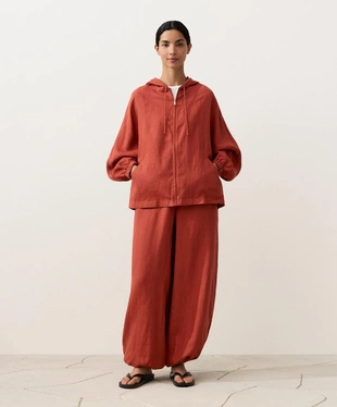 Куртка из 100%-го льна с капюшоном- Заказать в России