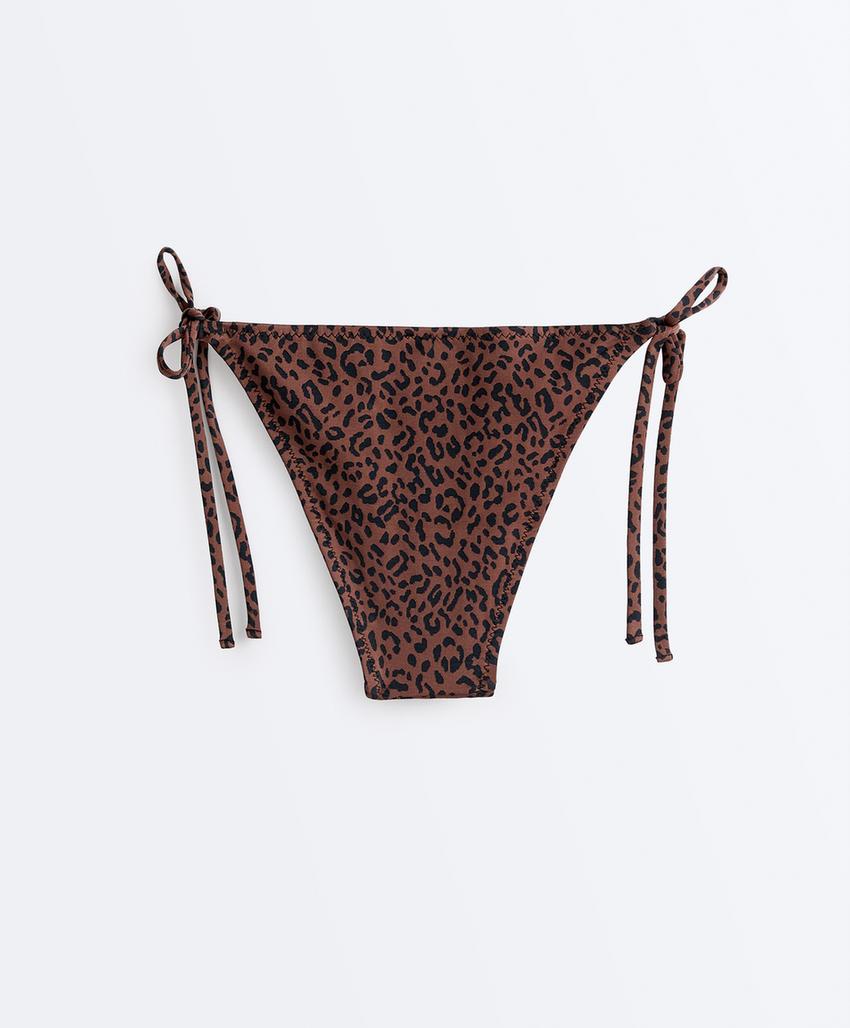 Полуоткрытые плавки бикини с леопардовым принтом