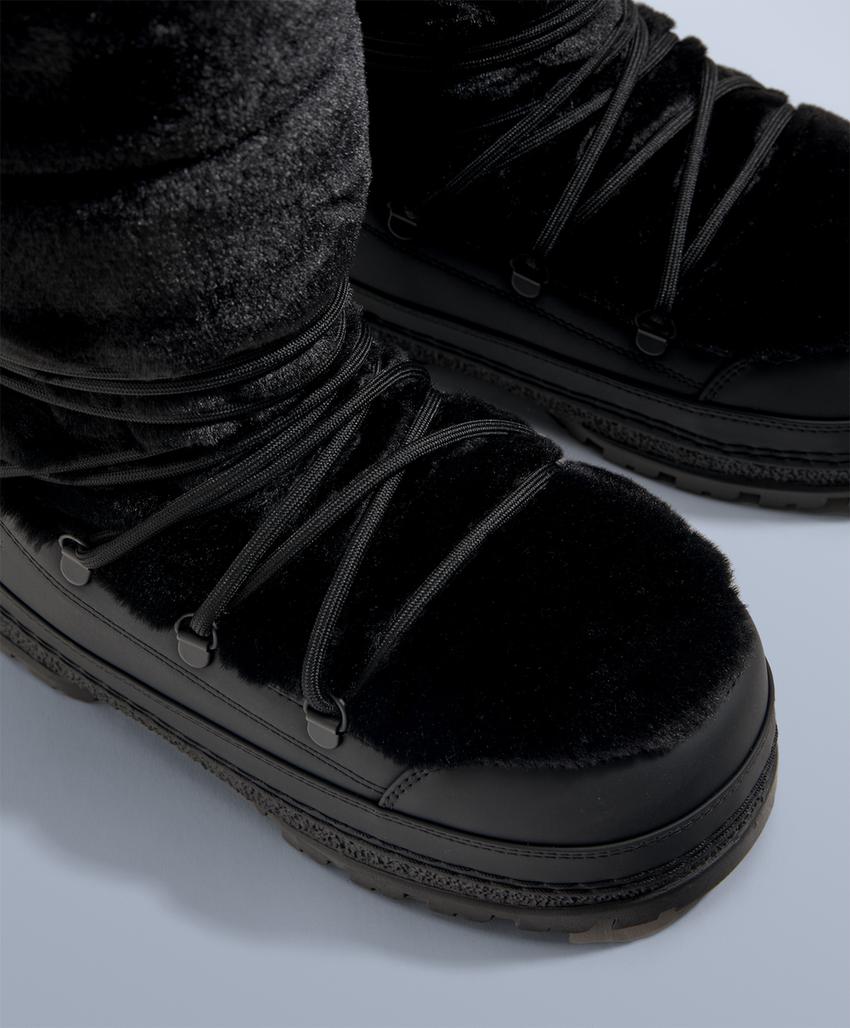 Ботинки из технического искусственного меха с шнуровкой