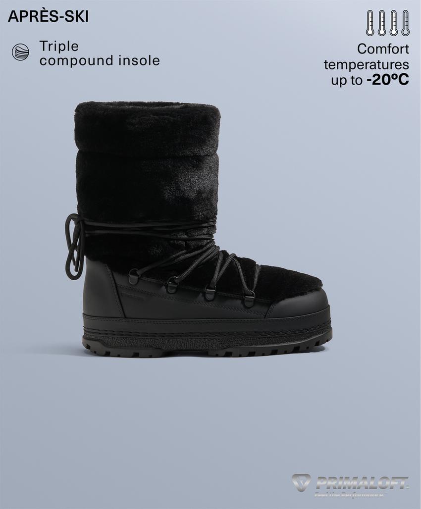 Ботинки из технического искусственного меха с шнуровкой