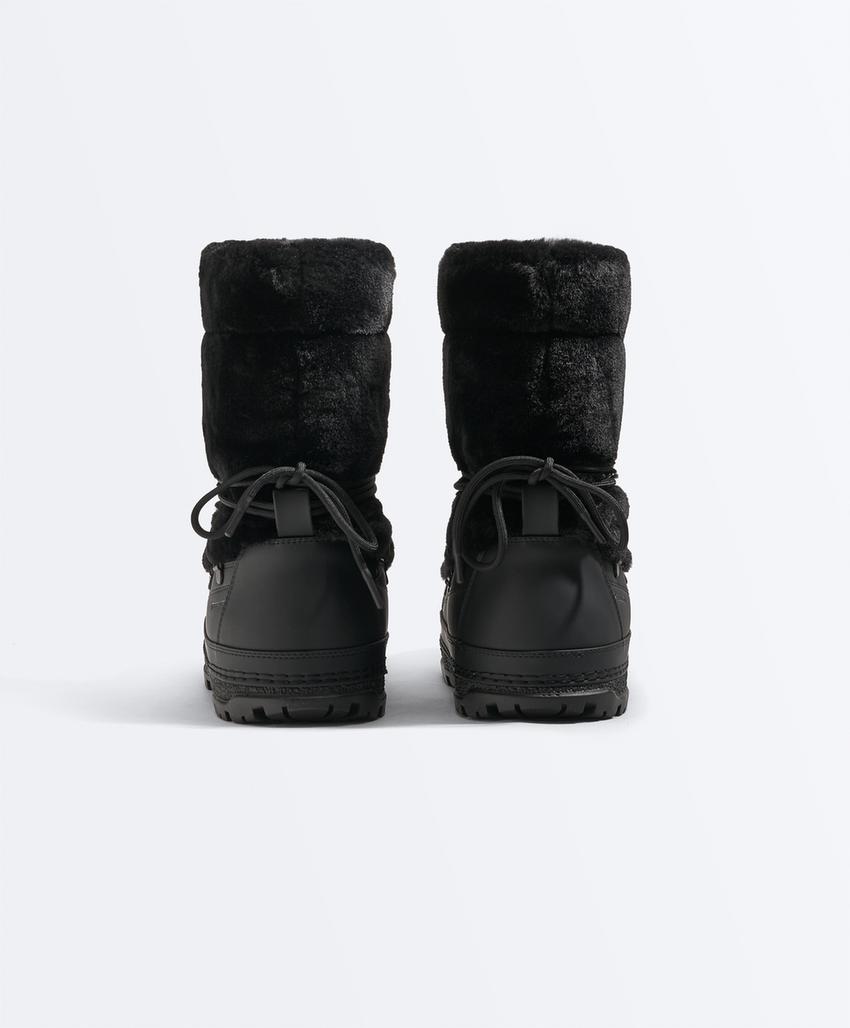 Ботинки из технического искусственного меха с шнуровкой