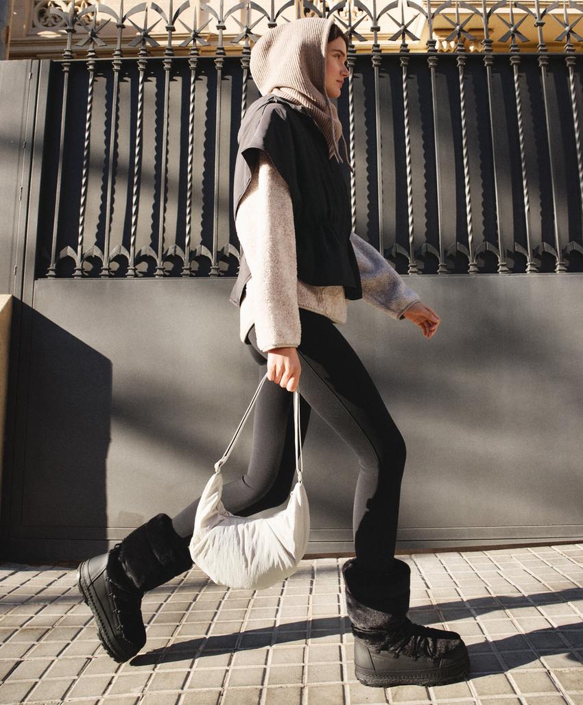 Ботинки из технического искусственного меха с шнуровкой