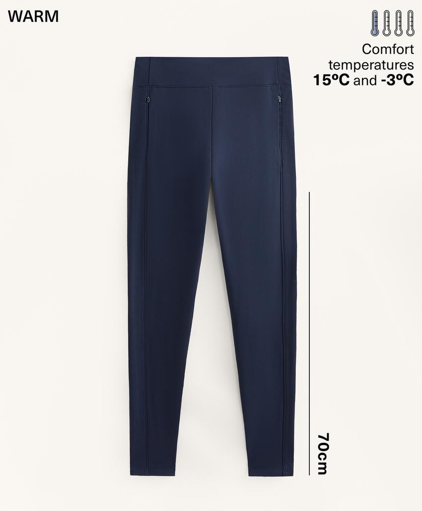 Теплые леггинсы с высокой посадкой до щиколотки с карманами 70 см