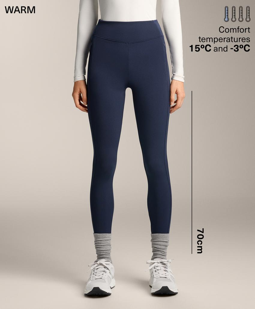Теплые леггинсы с высокой посадкой до щиколотки с карманами 70 см