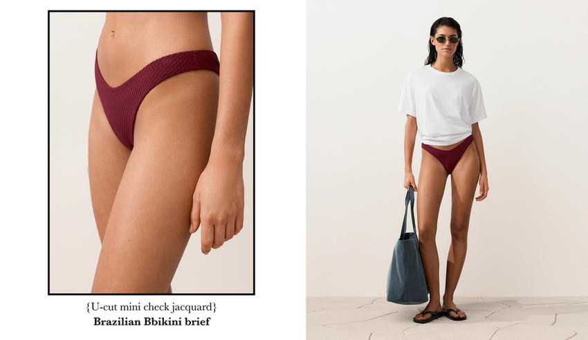 Бразильские бикини u-образного кроя в клетку