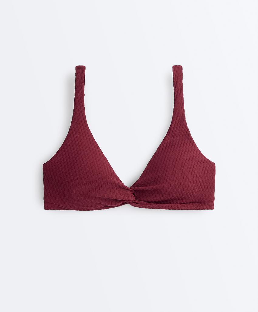 Лиф бикини с завышенным галстуком в клетку