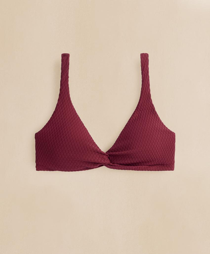 Лиф бикини с завышенным галстуком в клетку