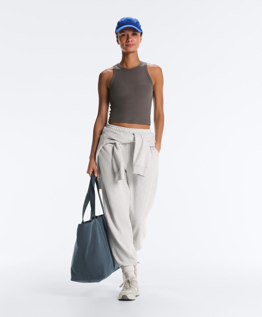 Длинный топ без рукавов из модально-хлопкового рубчика