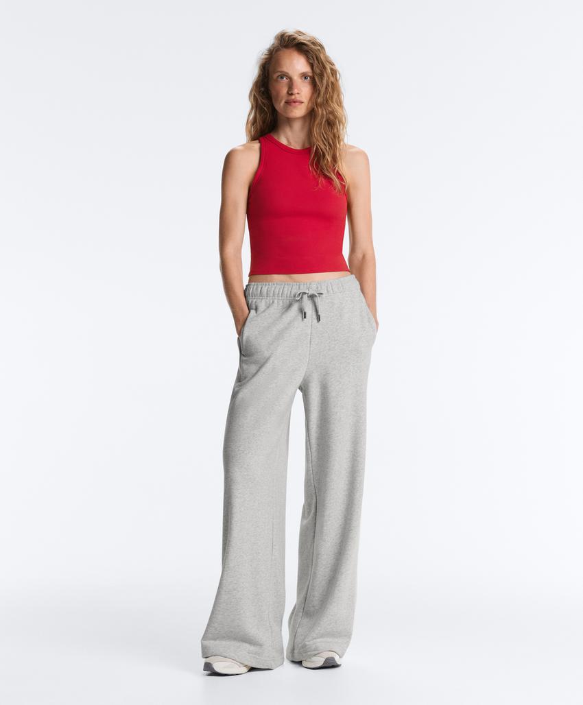 Длинный топ без рукавов из модально-хлопкового рубчика