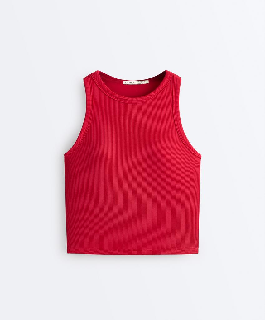 Длинный топ без рукавов из модально-хлопкового рубчика