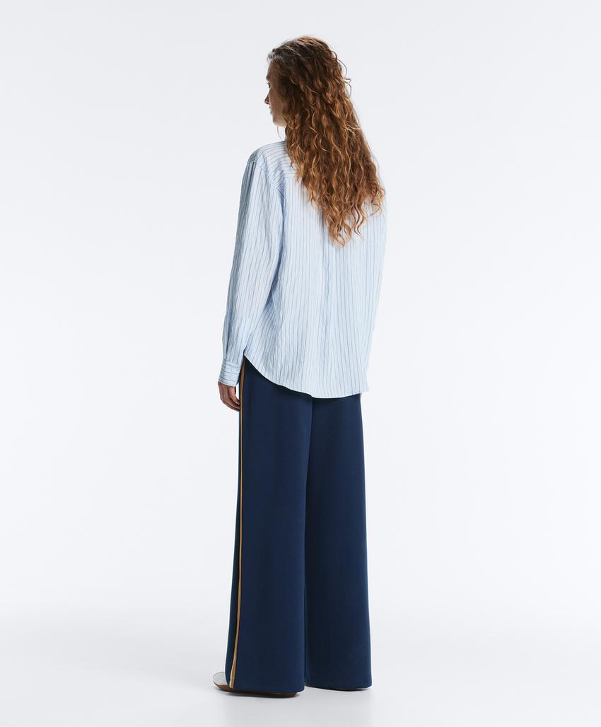 Прямые брюки с лампасами из твила