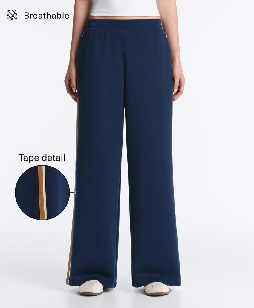 Прямые брюки с лампасами из твила