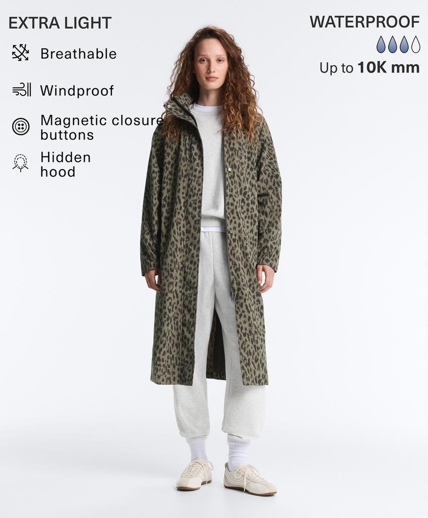 Удлиненный ультралегкий плащ с водонепроницаемостью 10 000 мм