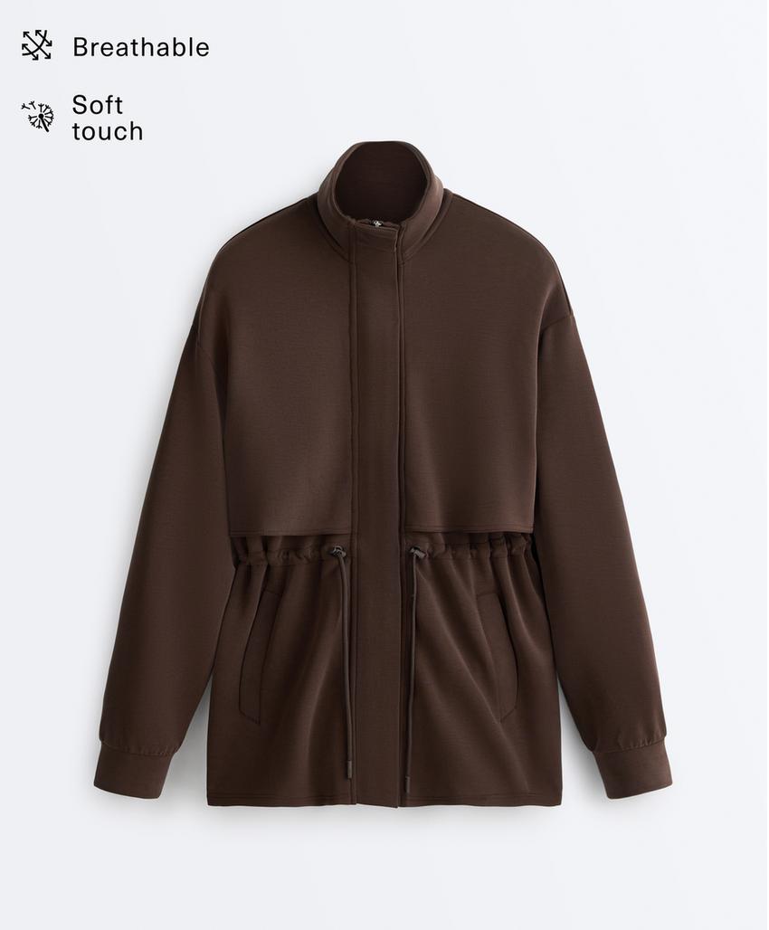 Длинная куртка с карманами из мягкой ткани с модалом