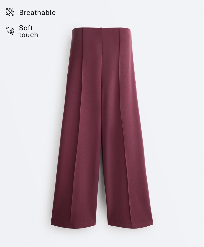 Прямые брюки с рельефным швом из модала с мягкой отделкой