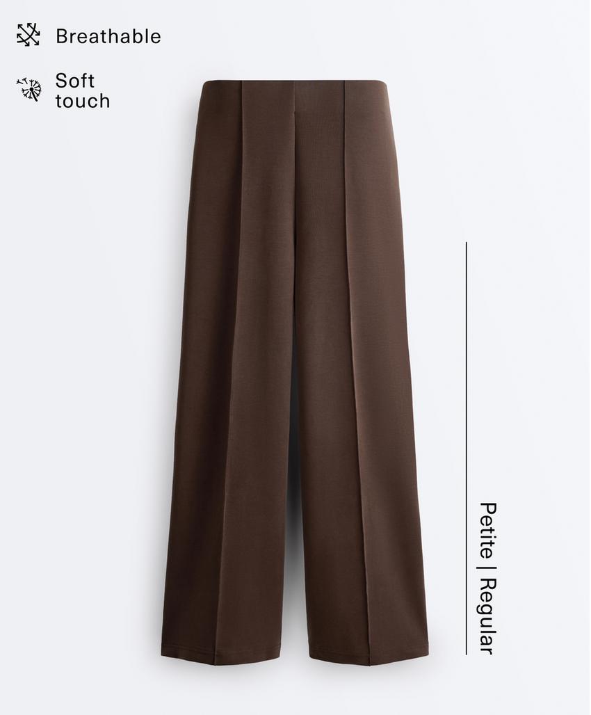 Прямые брюки с рельефным швом из модала с мягкой отделкой