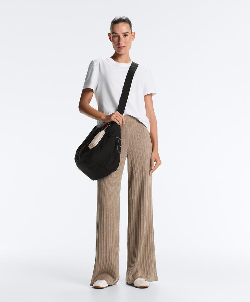 Прямые вязаные брюки в рубчик