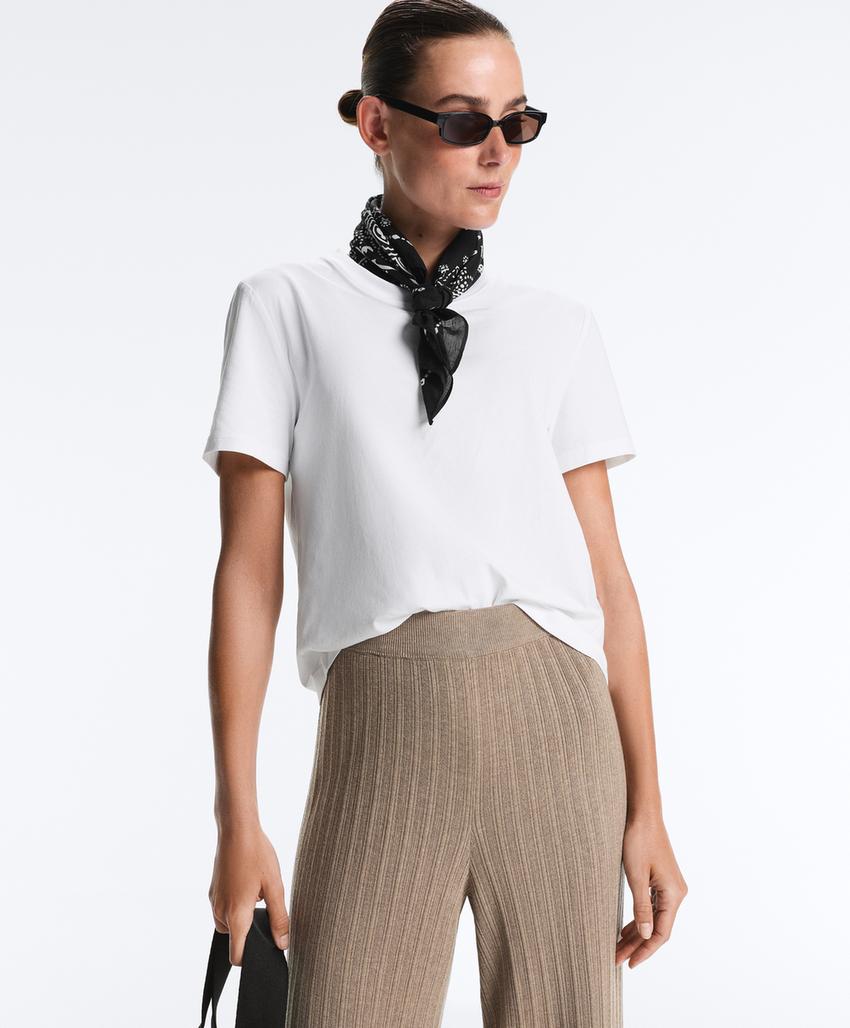 Прямые вязаные брюки в рубчик