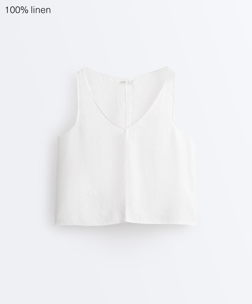 Top на бретельках с V-образным вырезом из 100%-го льна