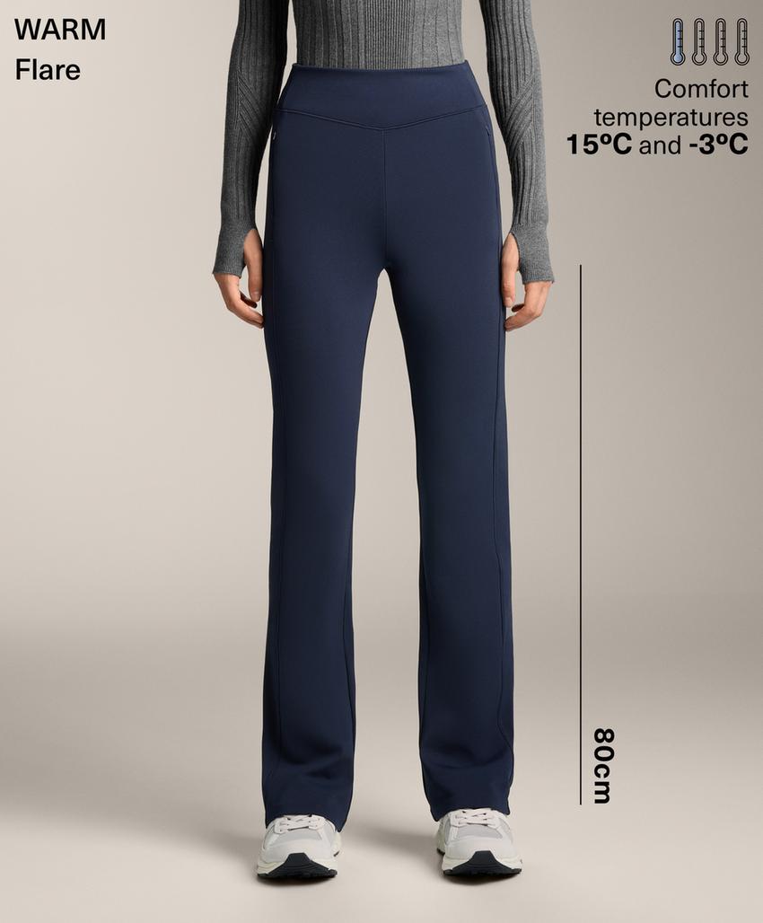 Теплые брюки клеш с высокой посадкой и карманами