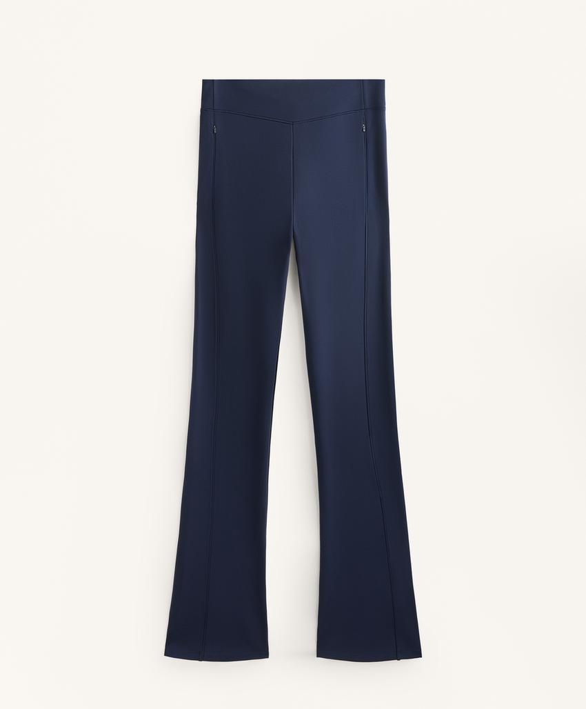 Теплые брюки клеш с высокой посадкой и карманами