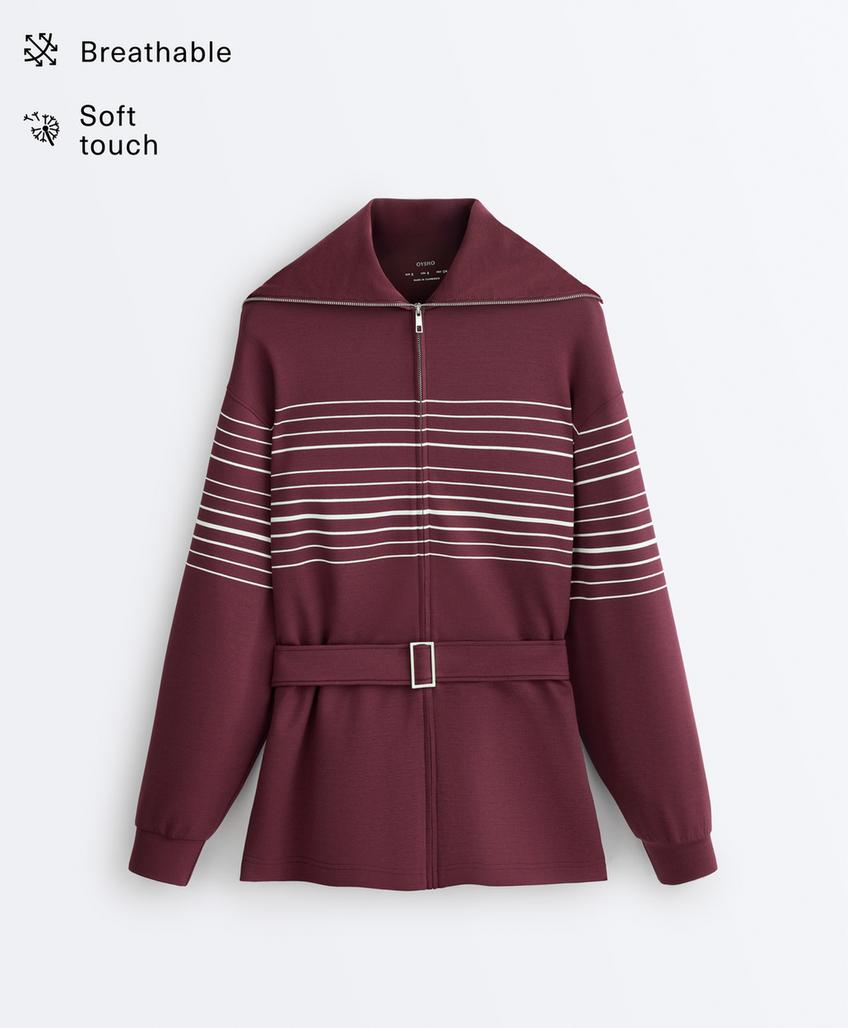 Длинная куртка в полоску с модалом