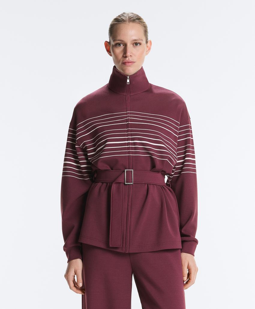 Длинная куртка в полоску с модалом