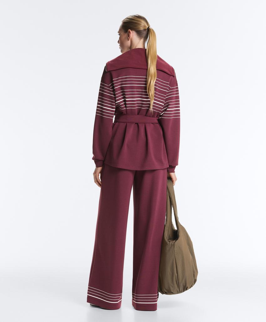 Длинная куртка в полоску с модалом