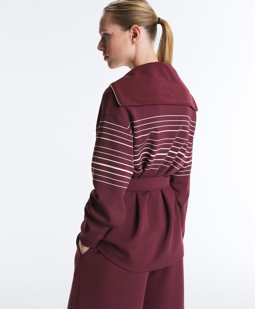 Длинная куртка в полоску с модалом