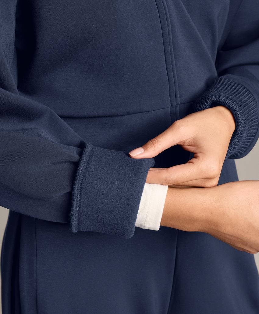 Fitted waist knit collar jacket with brushed modal