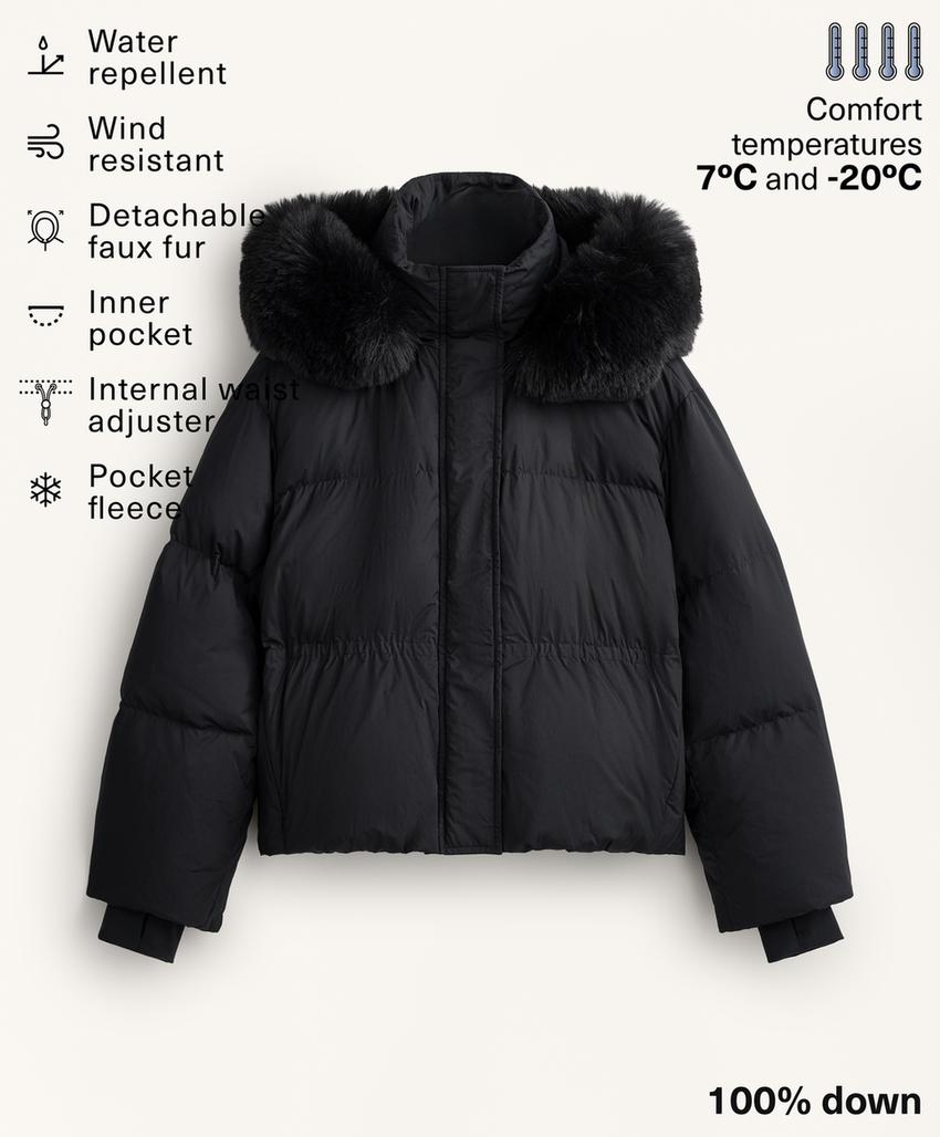 Короткий пуховик с наполнителем из 100%-го пуха